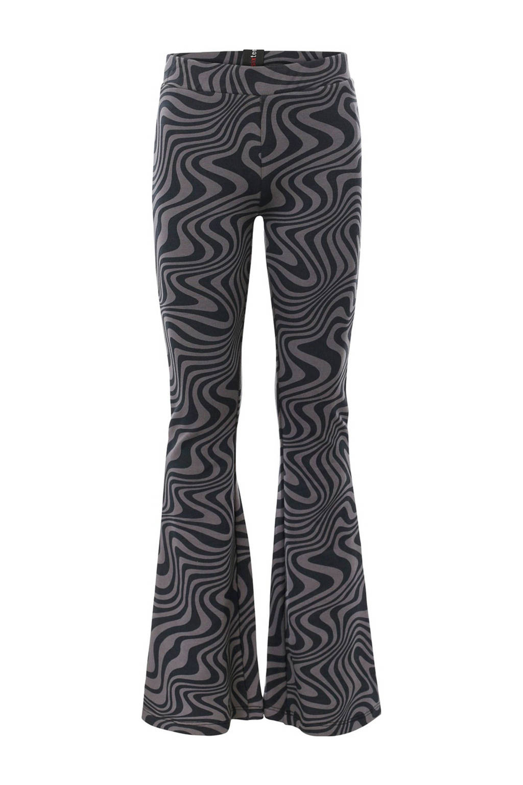 LOOXS flared broek met all over print grijs/donkergrijs