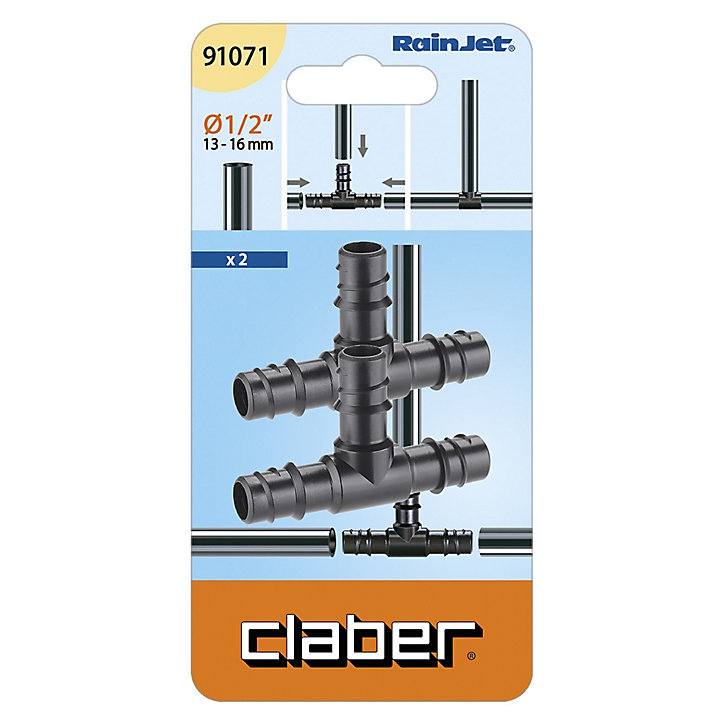 Raccord Té à 3 sorties 16mm (lot de 2)
