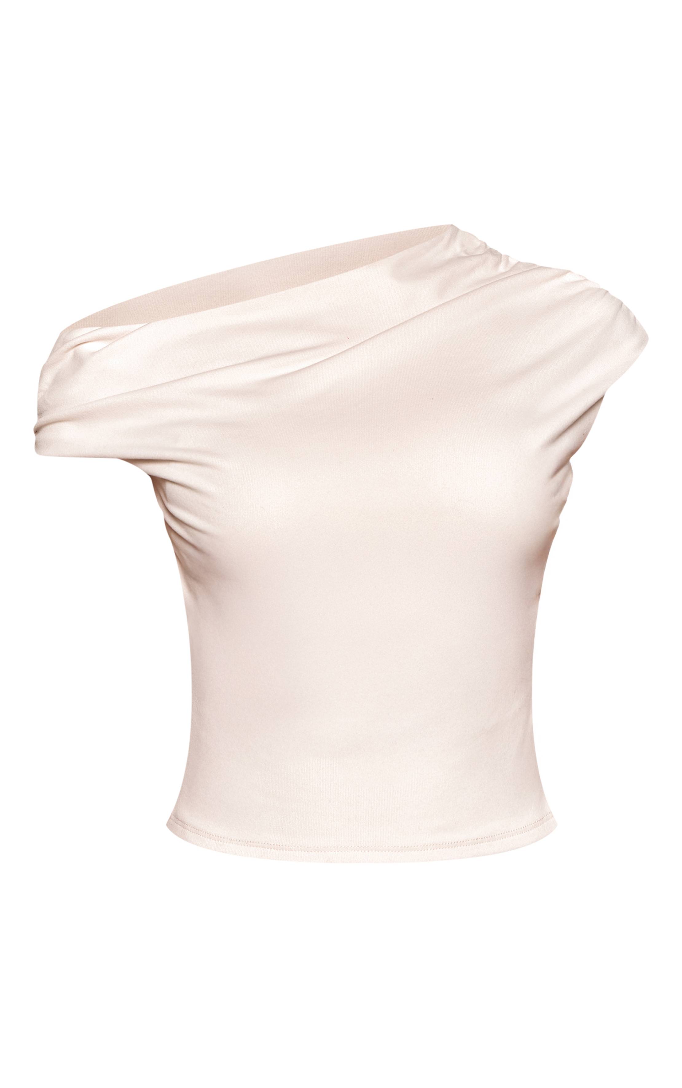 Beige Top Asymétrique Ultra Doux Petite Taille