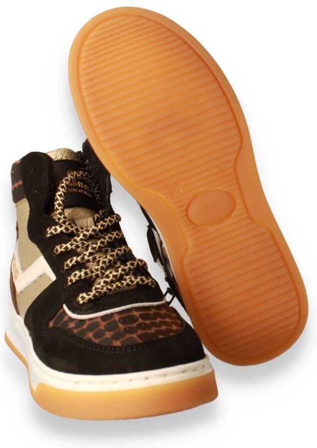Vingino Senne Mid Premium leren sneakers zwart multi