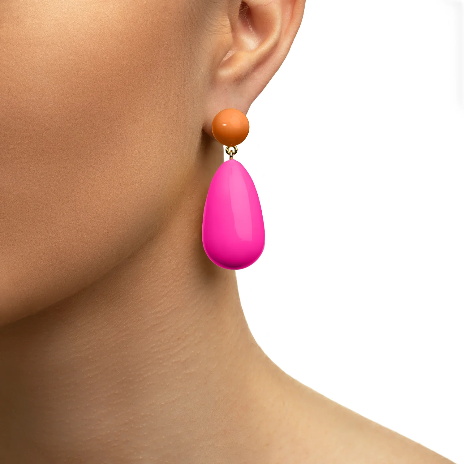 Eshvi  Drop øreringe - Neon Pink/Orange