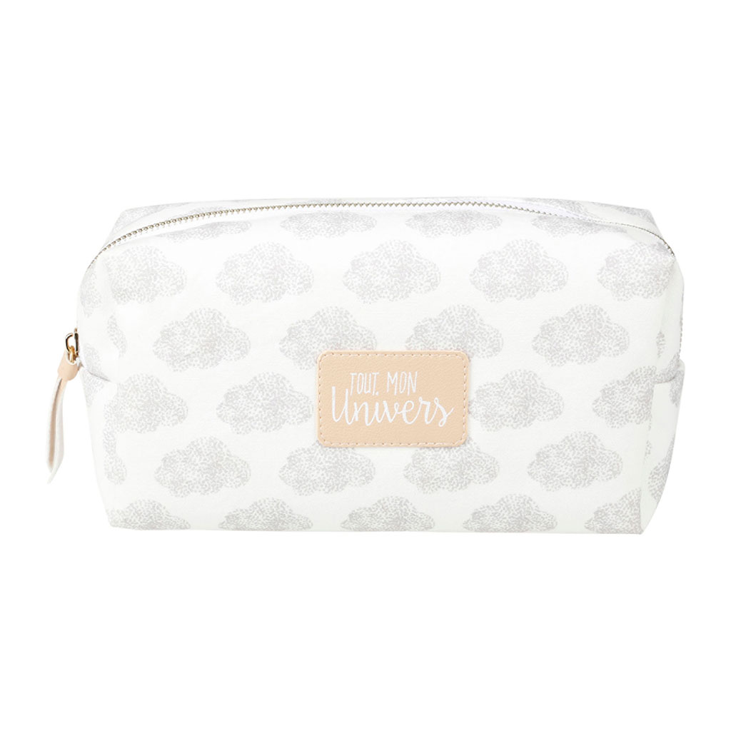 Trousse de toilette nuage gris blanc 24x14.5x10cm