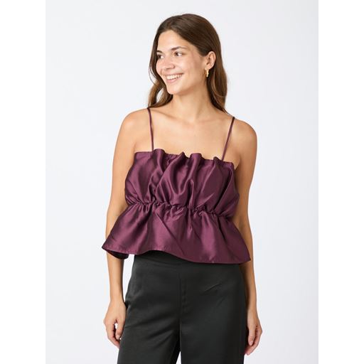 Neo Noir Tipton Dull Satin Top, Burgundy, 40