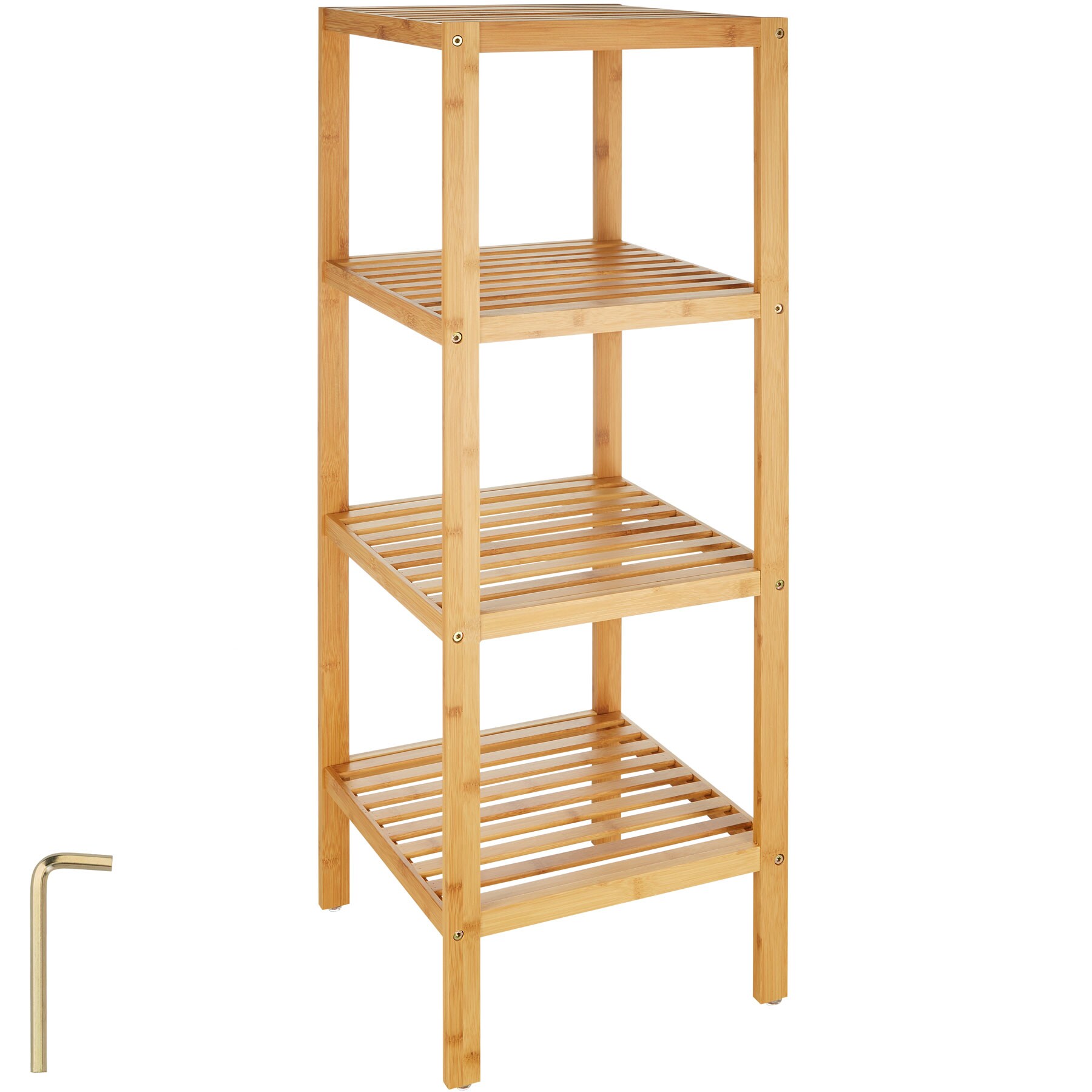 tectake® Badregal, aus Bambus, rutschfeste Kunststofffüße, 33 x 33 x 97 cm