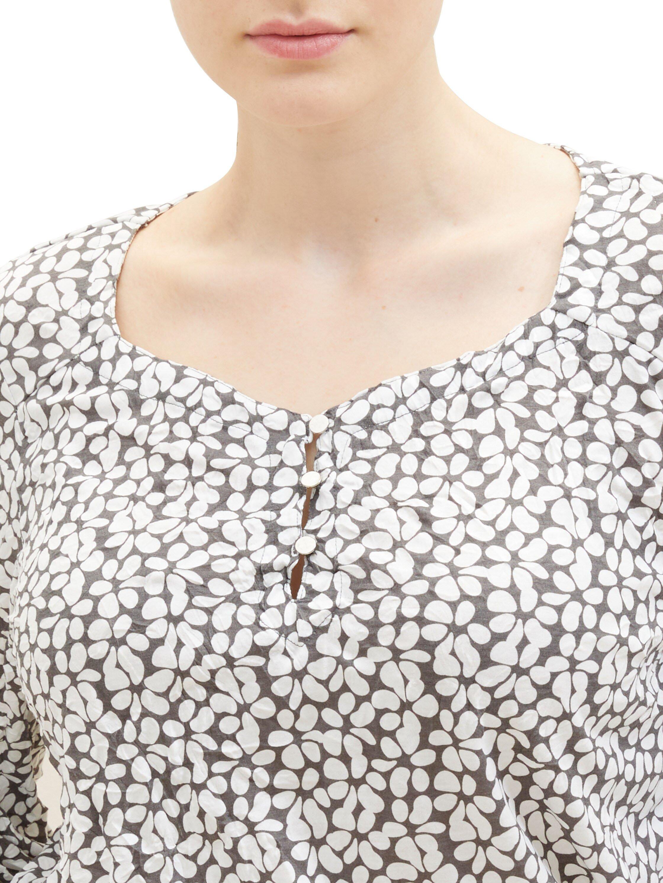 3/4-Arm-Shirt mit Alloverdruck und Saumgummizug