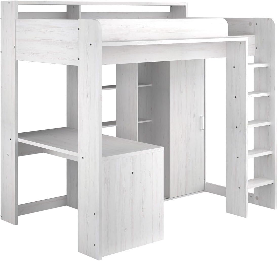 Parisot GRASEKAMP Qualität seit 1972 Hochbett mit integriertem Schreibtisch und Schrank - Higher