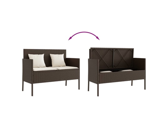 VIDAXL - Banc de jardin avec coussins marron résine tressée