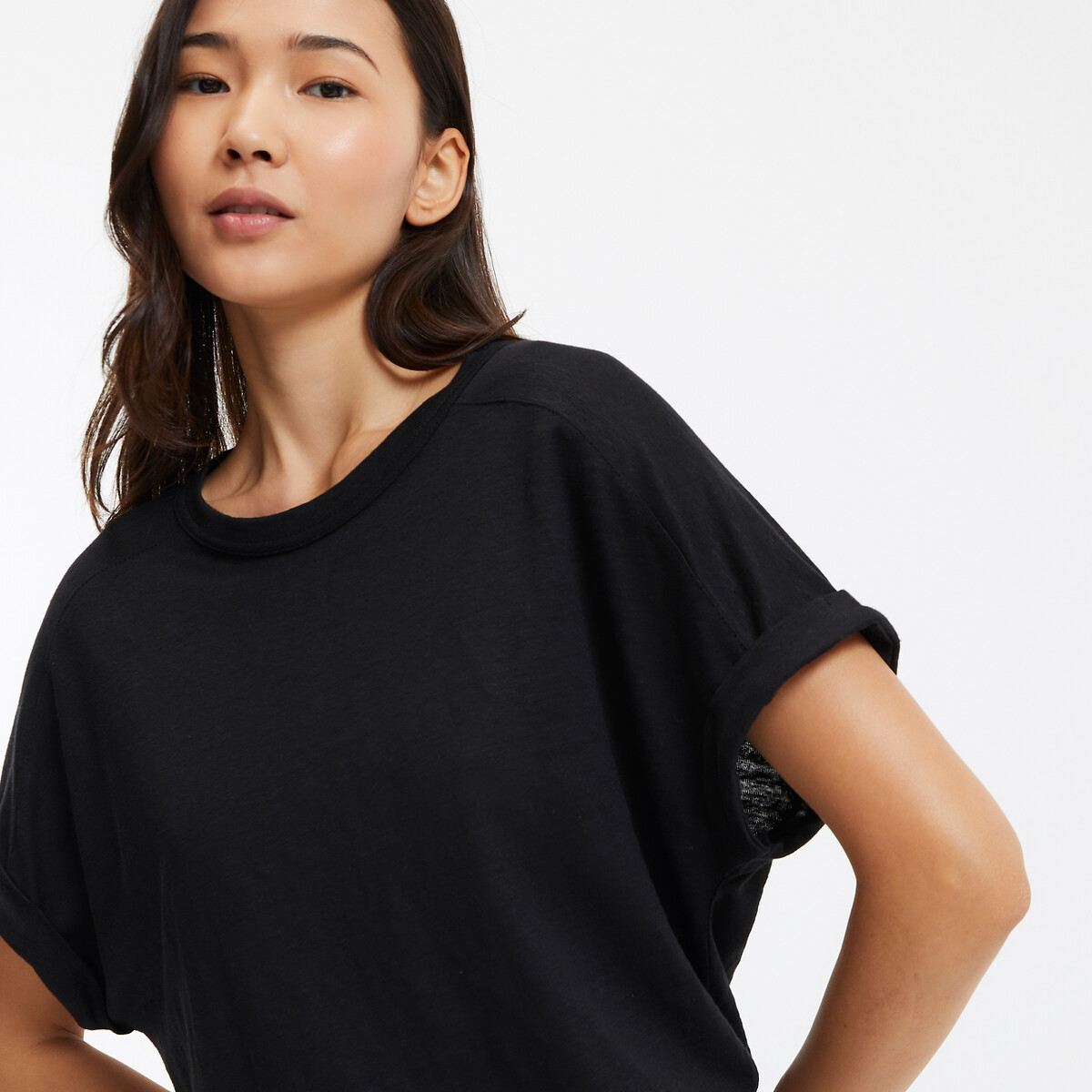 COLEÇÕES LA REDOUTE<br>Camiseta de linho com gola redonda