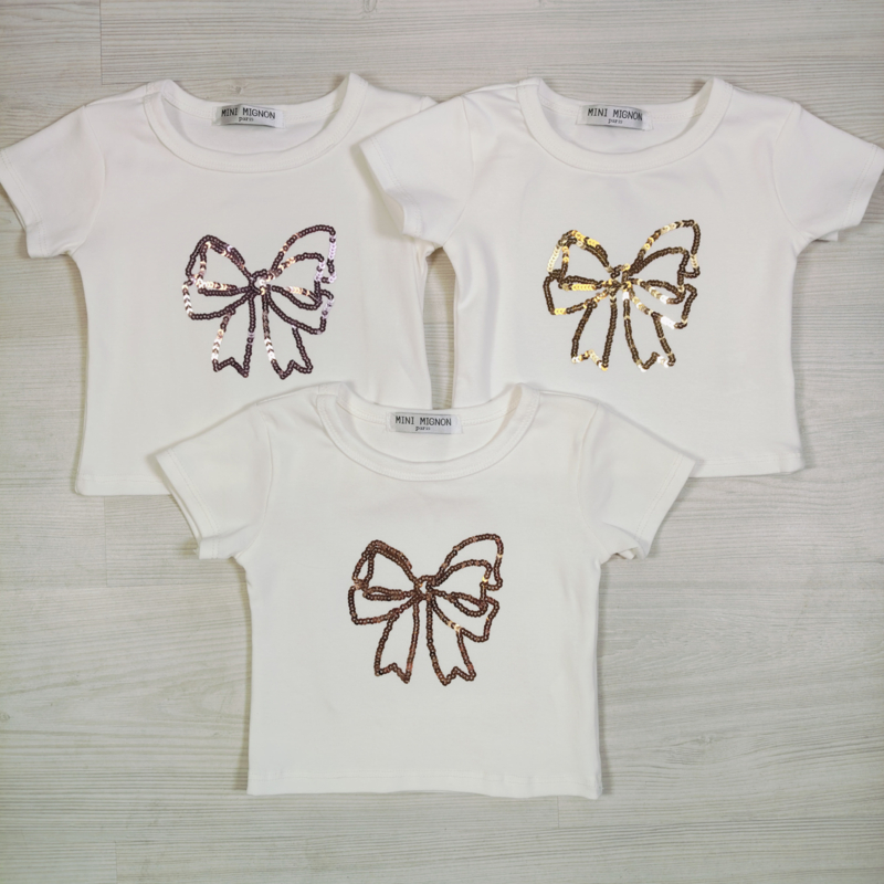 Cute Bow Sequin Tee