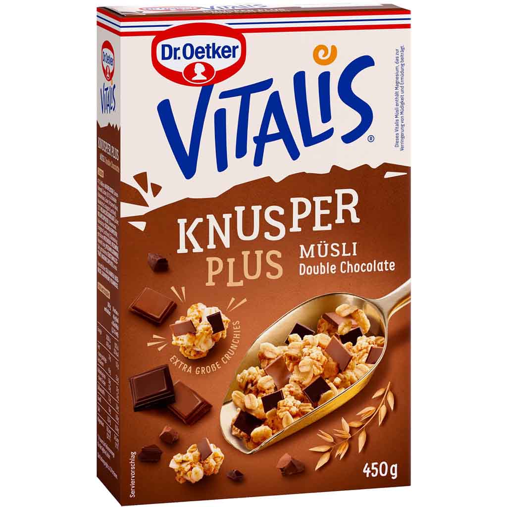 Dr.Oetker VITALIS Knusper Plus Müsli Double Chocolate 450g MHD:30.10.25