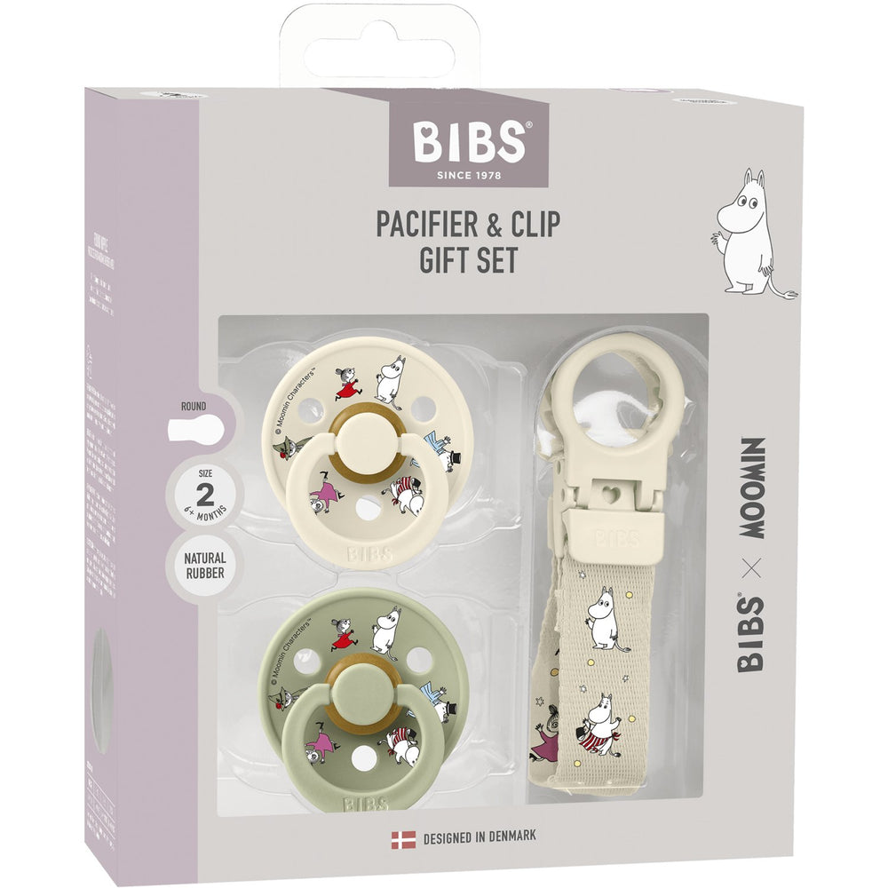 Køb Bibs X Moomin Ivory/sage Colour Sut & Loop Clip Gavesæt Latex