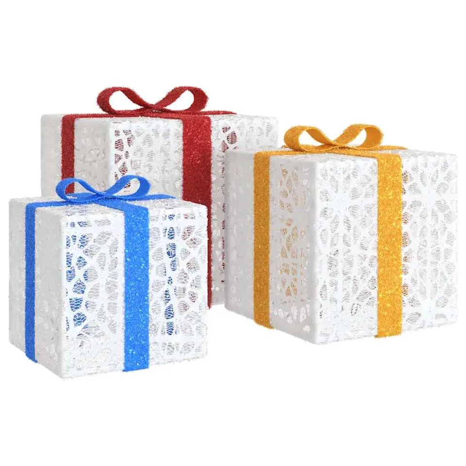 vidaXL - Lichtgevende Kerstdoos - Wit - 3 stuks