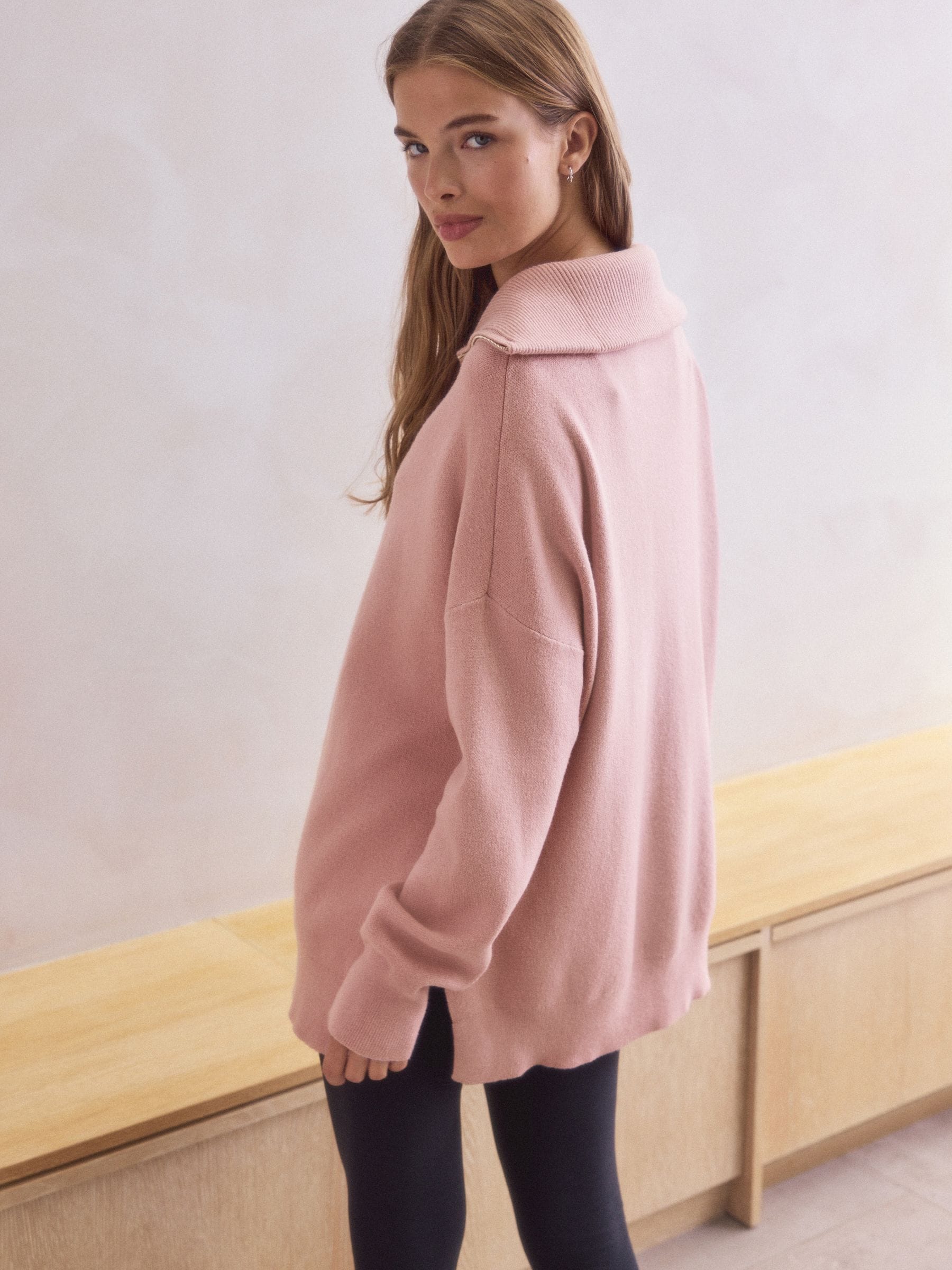 Roze - Half Zip Knitted Jumper