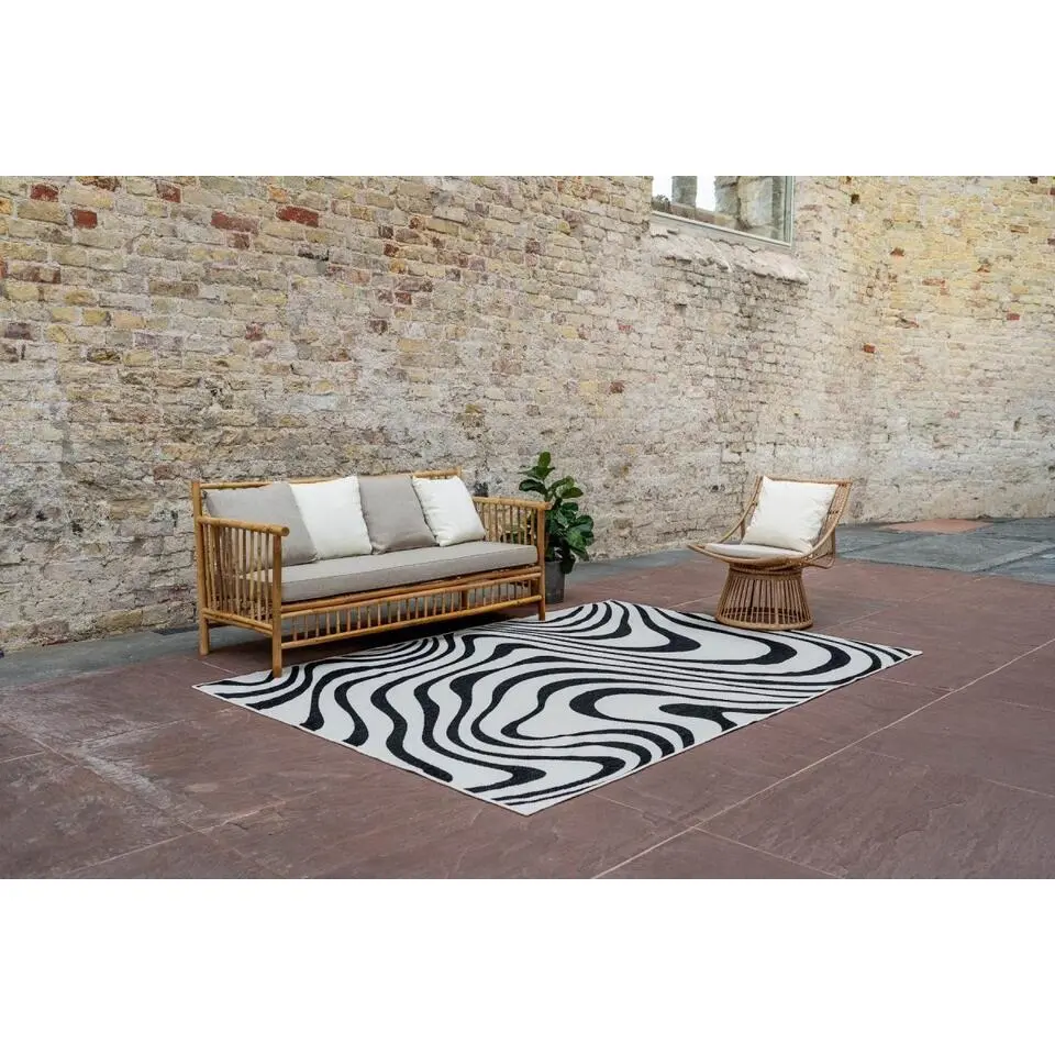 Interieur05 Buitenkleed Swirl Zwart - 290 x 200 cm
