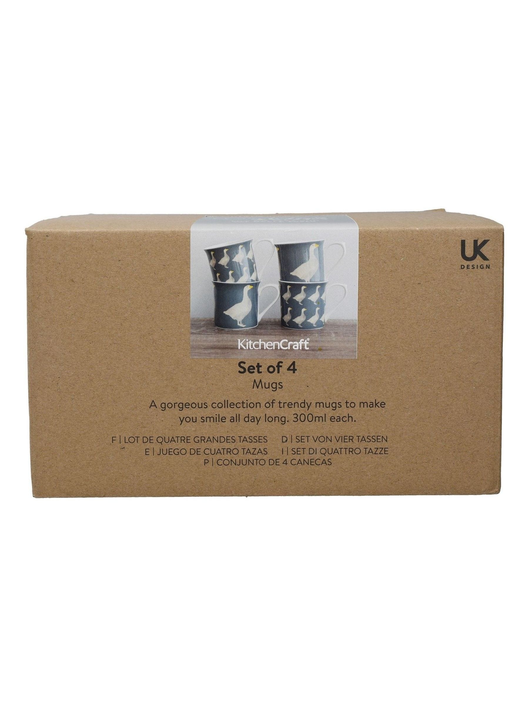 Kitchencraft Set of 4 Goose Patterned Bone China Mugs