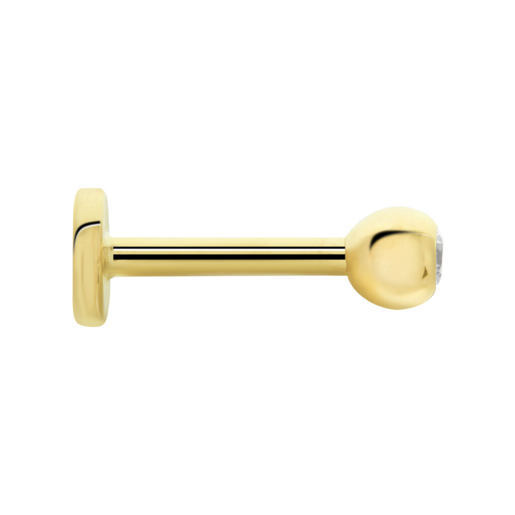 Piercing De Labret Or Jaune Acanta Oxyde De Zirconium