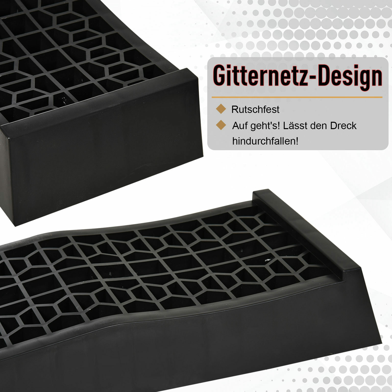 HOMCOM Auffahrrampe rutschfest schwarz 70 x 20 x 8 cm (LxBxH)