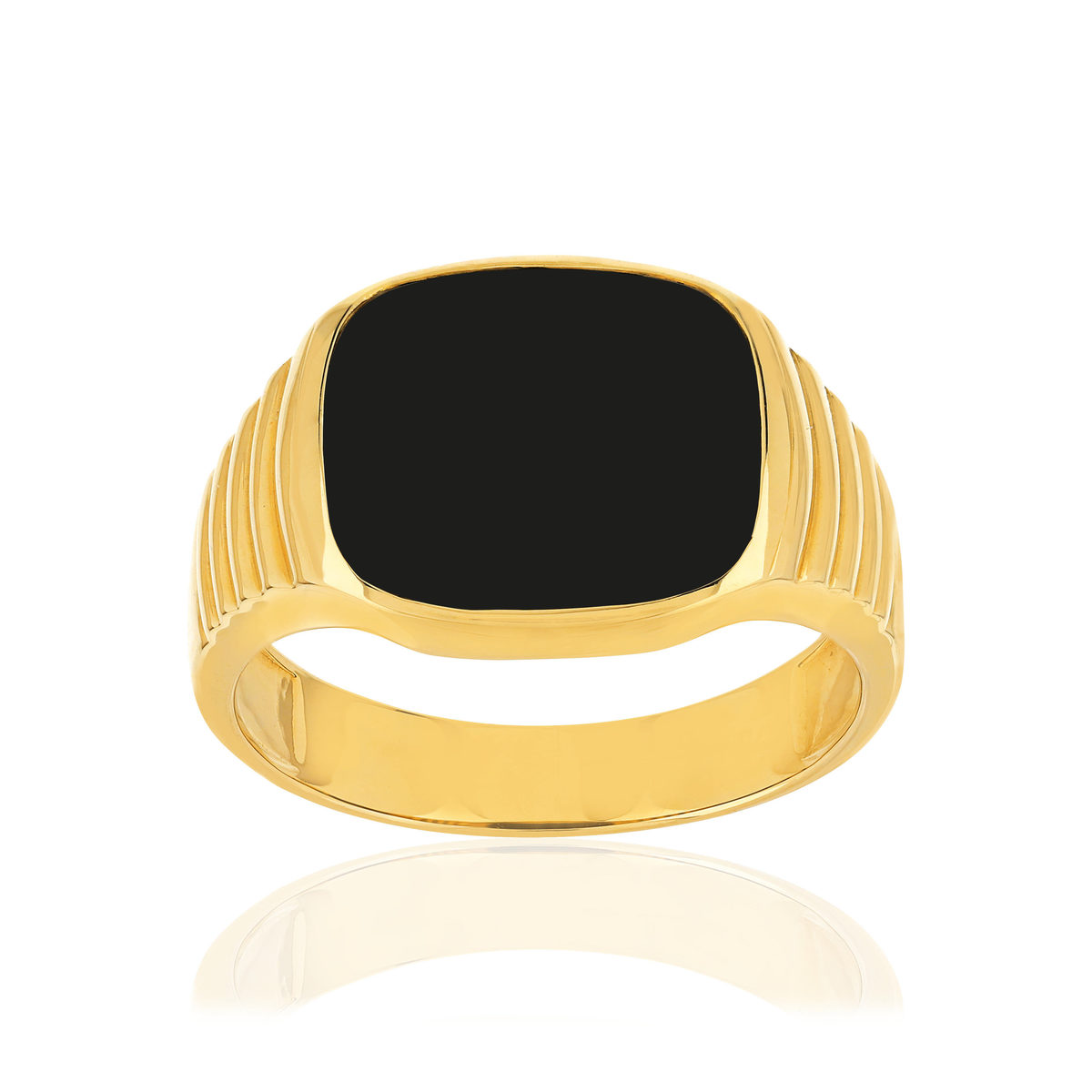 Chevalière or jaune 375, onyx