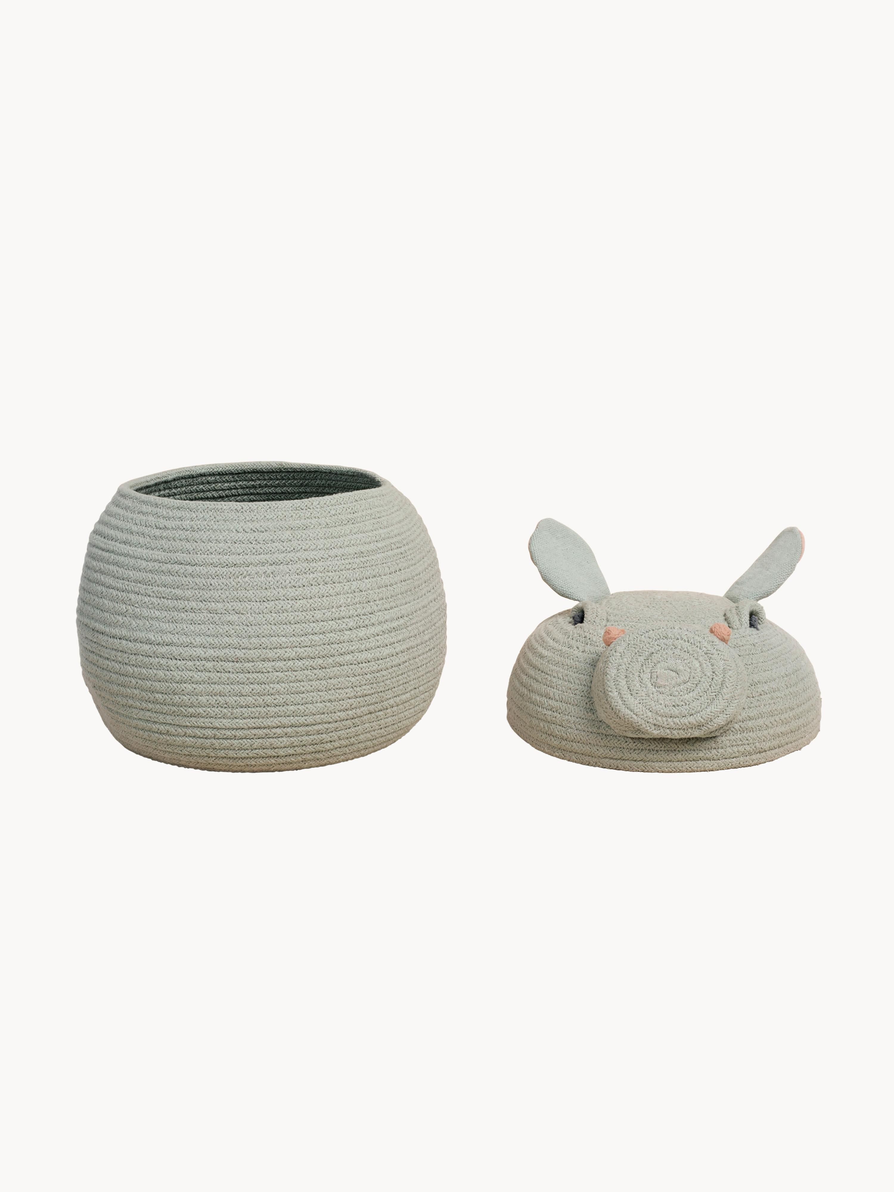 Opbergmand Henry the Hippo met deksel, handgemaakt