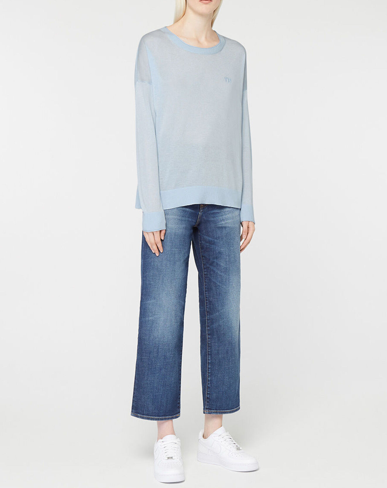 Tommy Hilfiger Pull en Laine mélangée bleu clair