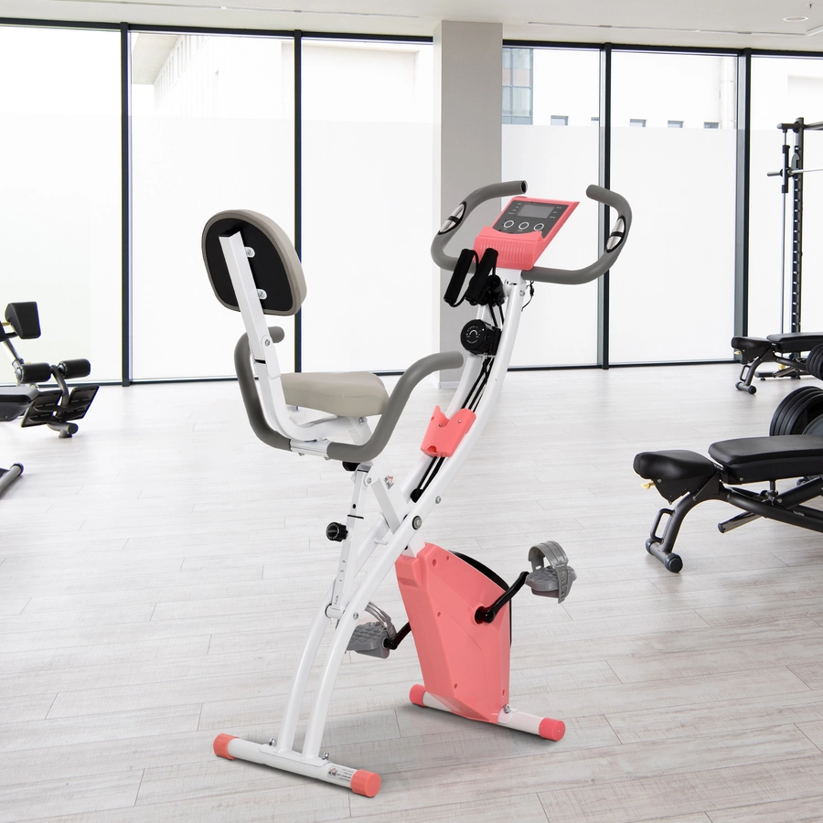 HOMCOM Fahrradtrainer mit LCD Display rosa, weiß