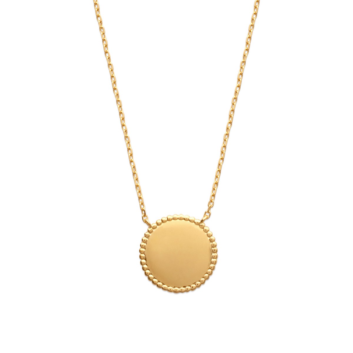 Collier Brillaxis pastille ronde perlée plaqué or