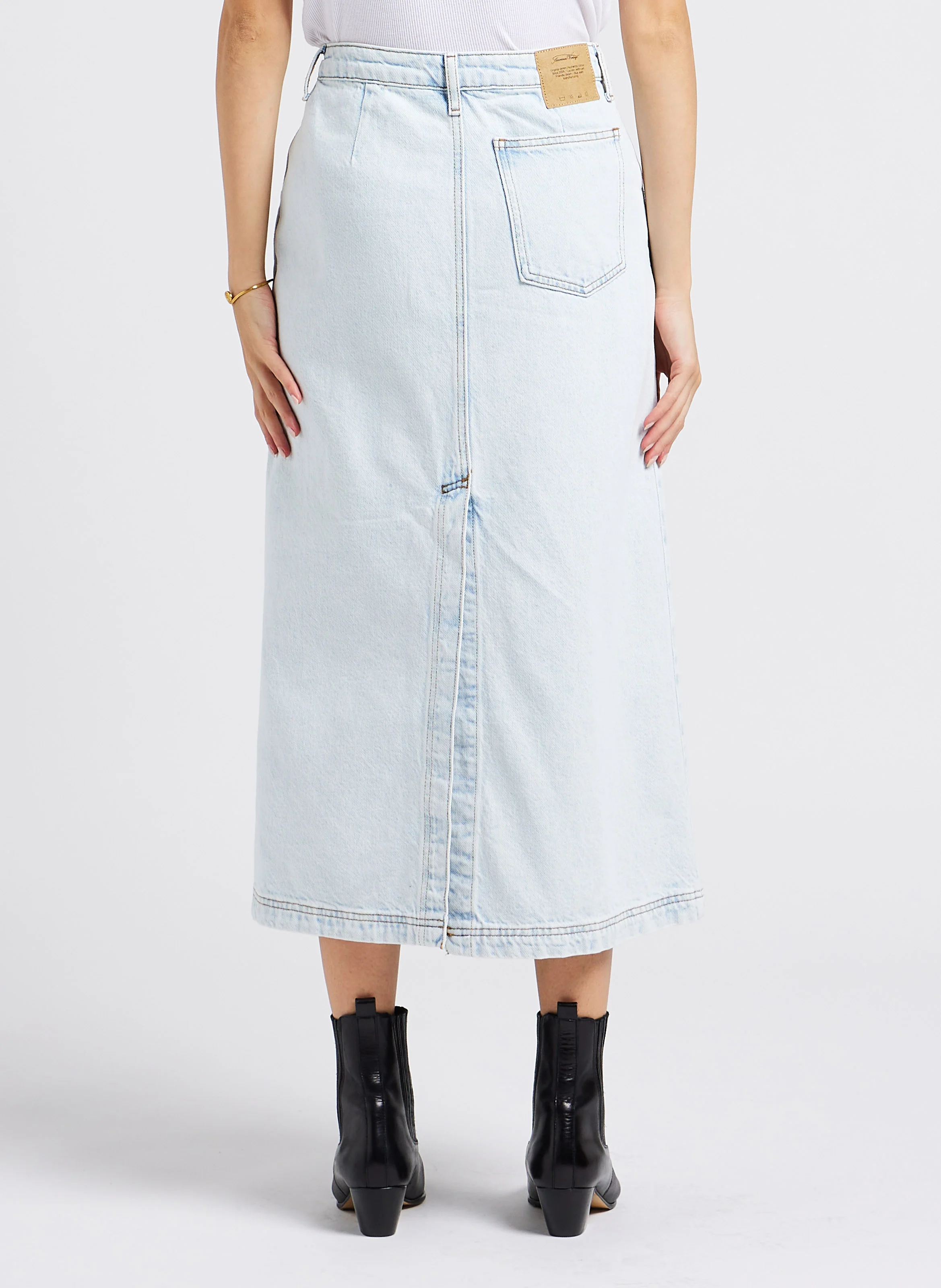 JOYBIRD - Jupe midi denim en coton | Blanc