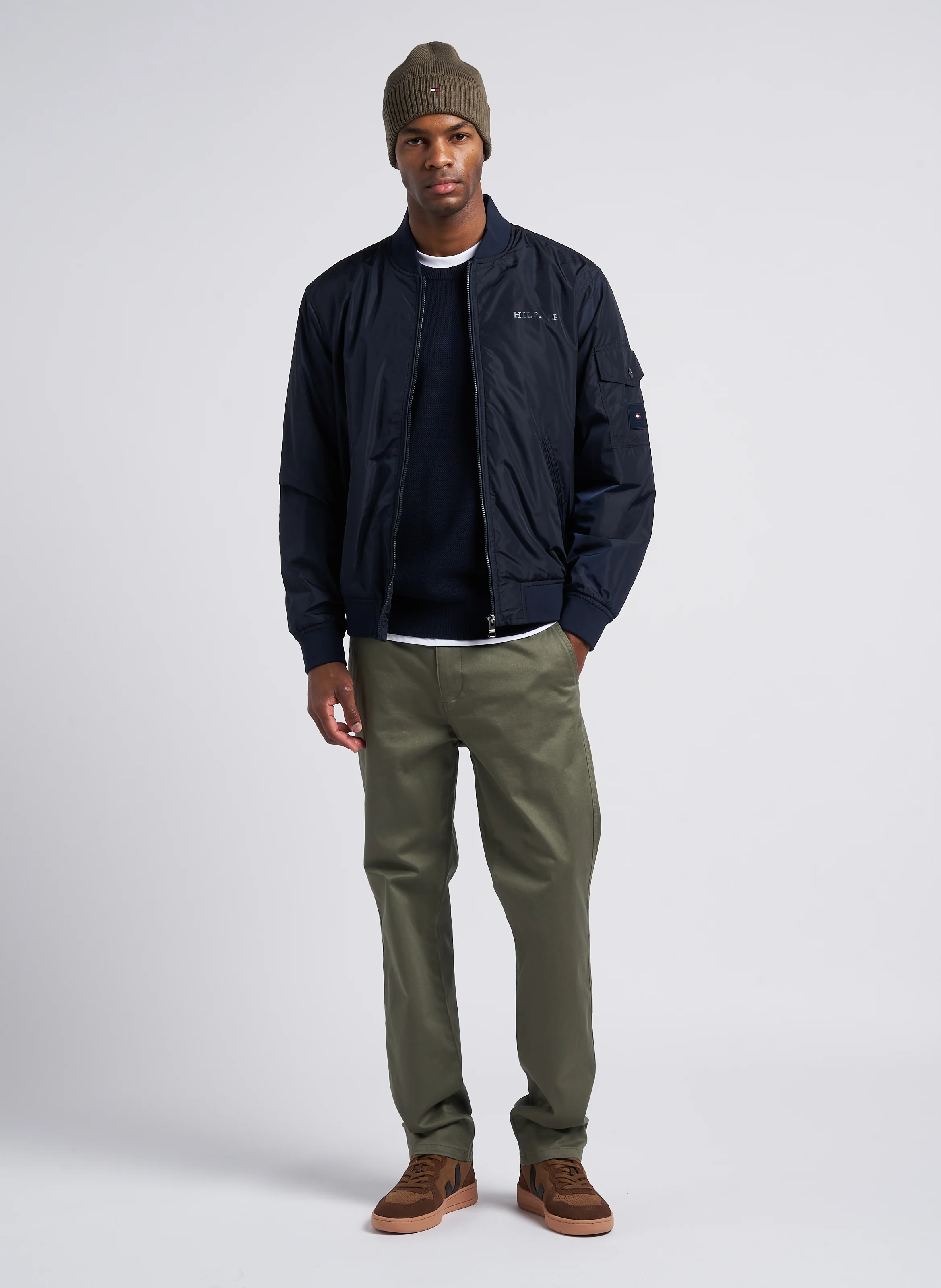 Pantalon chino slim-fit en coton stretch | Kaki