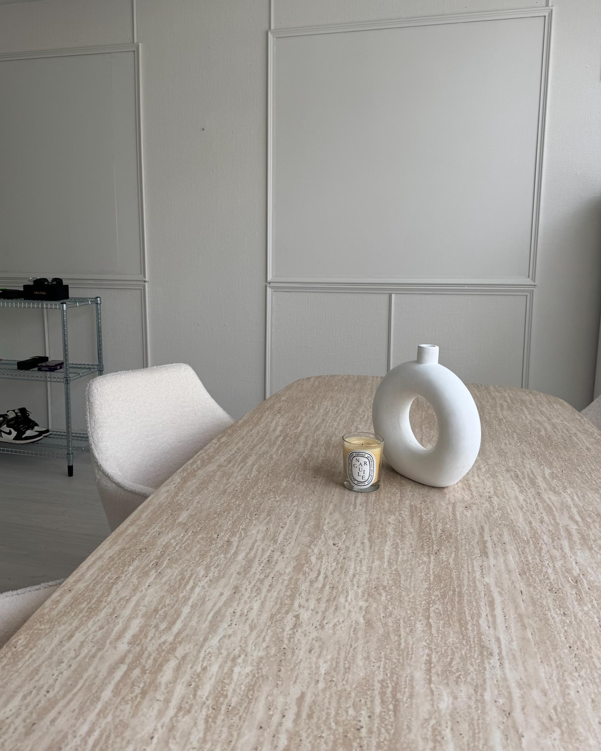 Eettafel TRAVERS Travertijn-effect 90 cm 180 cm