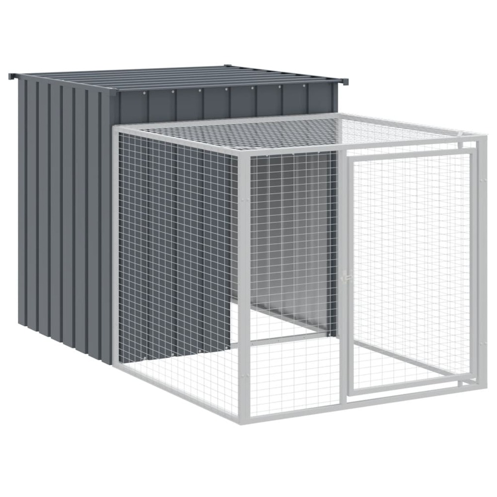 Poulailler avec cour anthracite 110x609x110 cm acier galvanisé