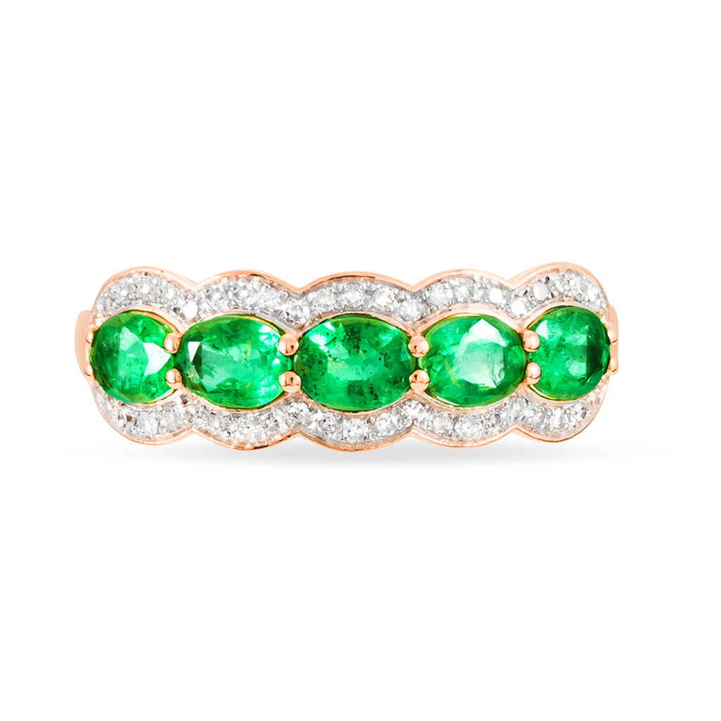 Bague Margaux Or Rose Emeraude Et Diamant