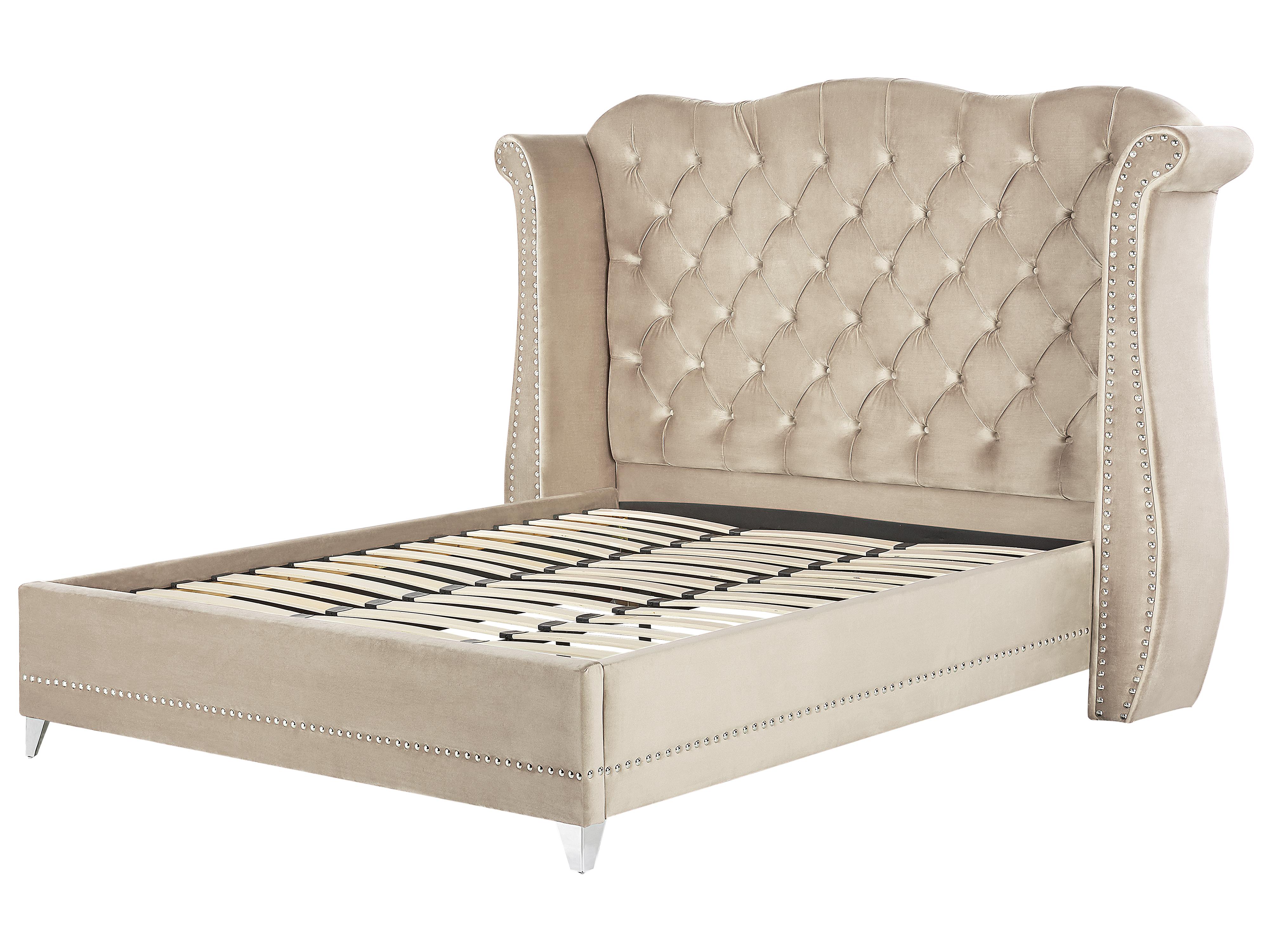 Bed Fluweel AYETTE 180 x 200 cm Beige