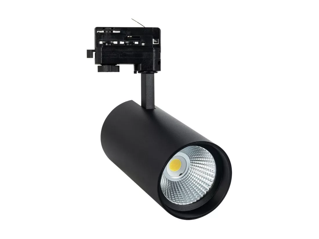 Spot LED sur Rail Triphasé 30W d'Angelo LIFUD Noir 3000K Blanc chaud