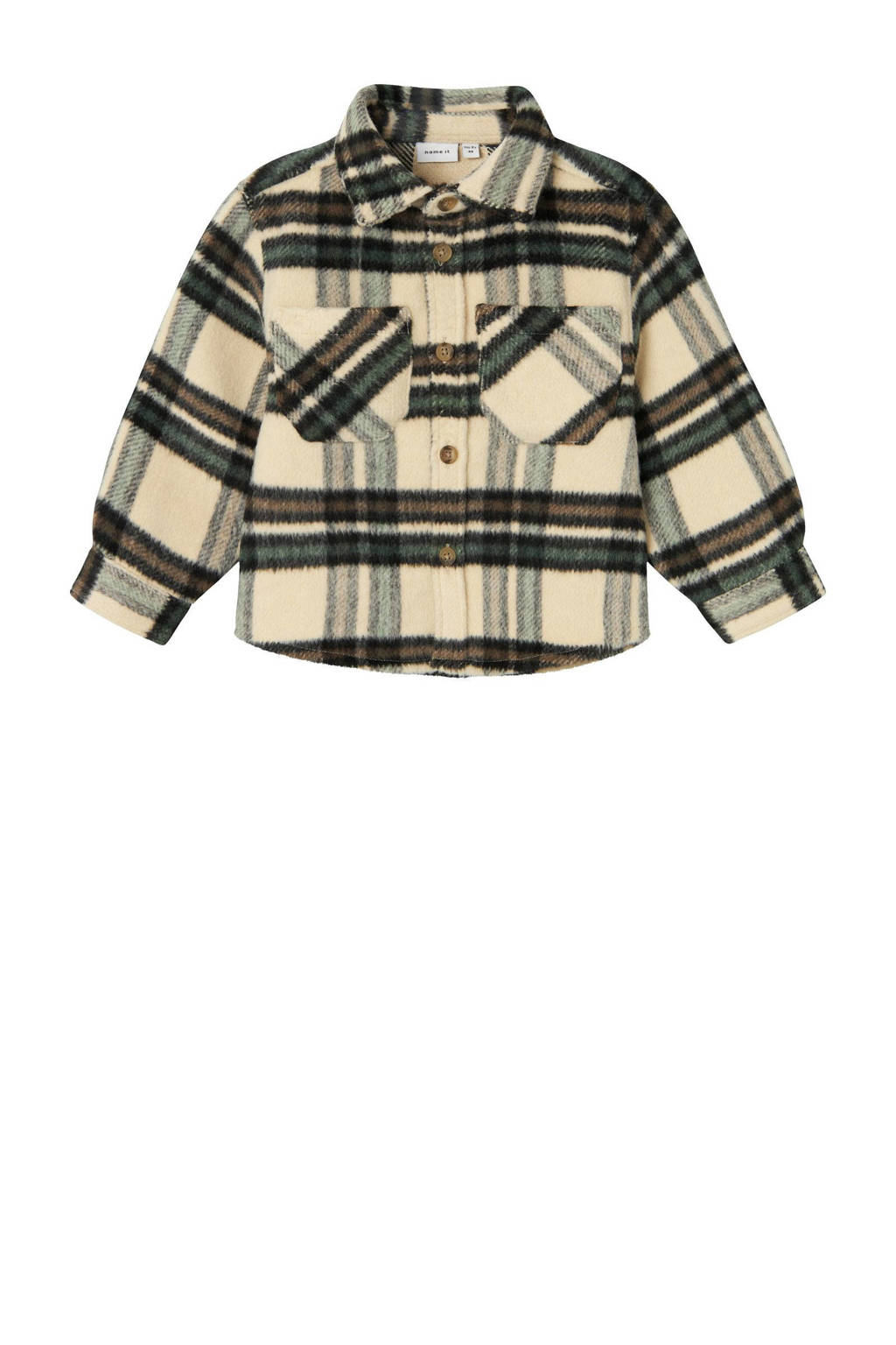 NAME IT geruit overshirt NMMREMOLLE ecru/zwart