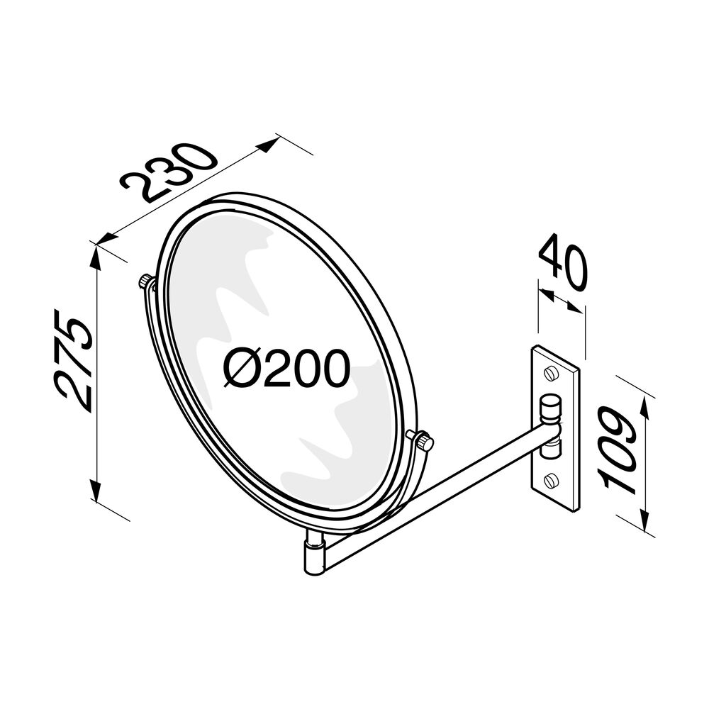 Geesa Mirror scheerspiegel 1 arm 3x vergrotend zwart