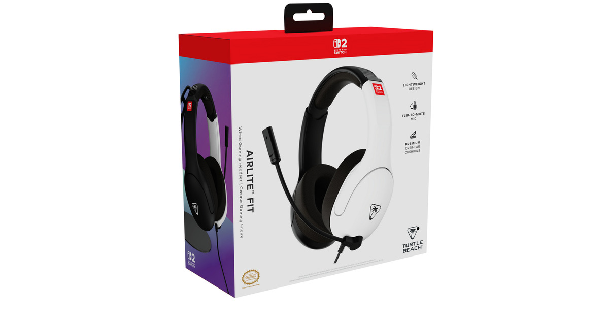 Turtle BeachAirlite Fit bedrade gamingheadset over-ear gaming headset  (Wit/zwart, Nintendo Switch 2, Nintendo Switch, Nintendo Switch Lite, Nintendo Switch - OLED-model)