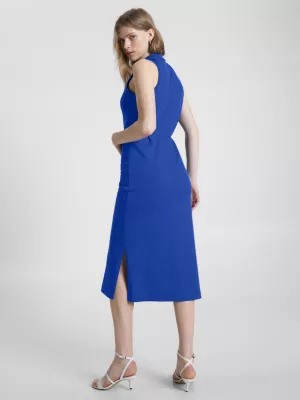 Vestido polo midi justo sem mangas