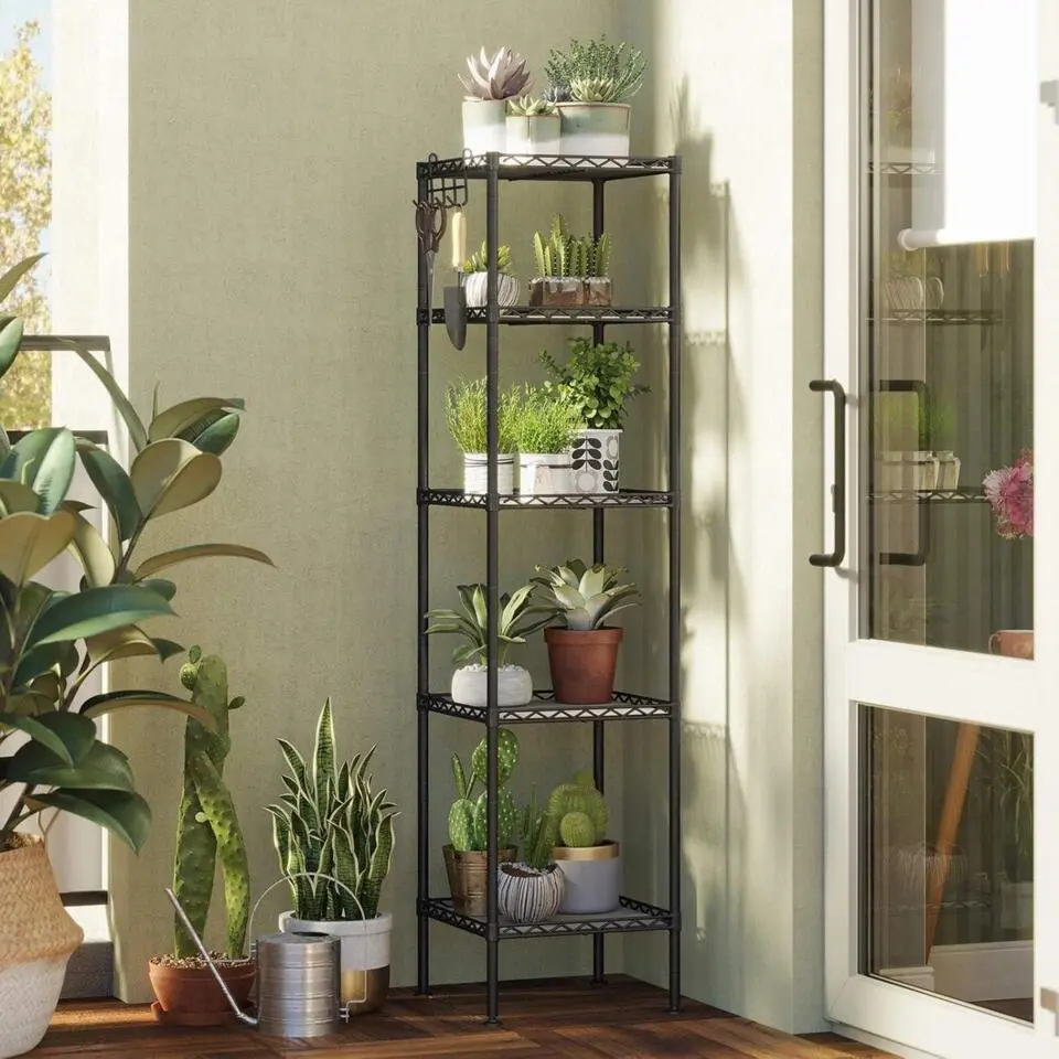 Parya Home - Badkamerrek 5 platen en haken zwart