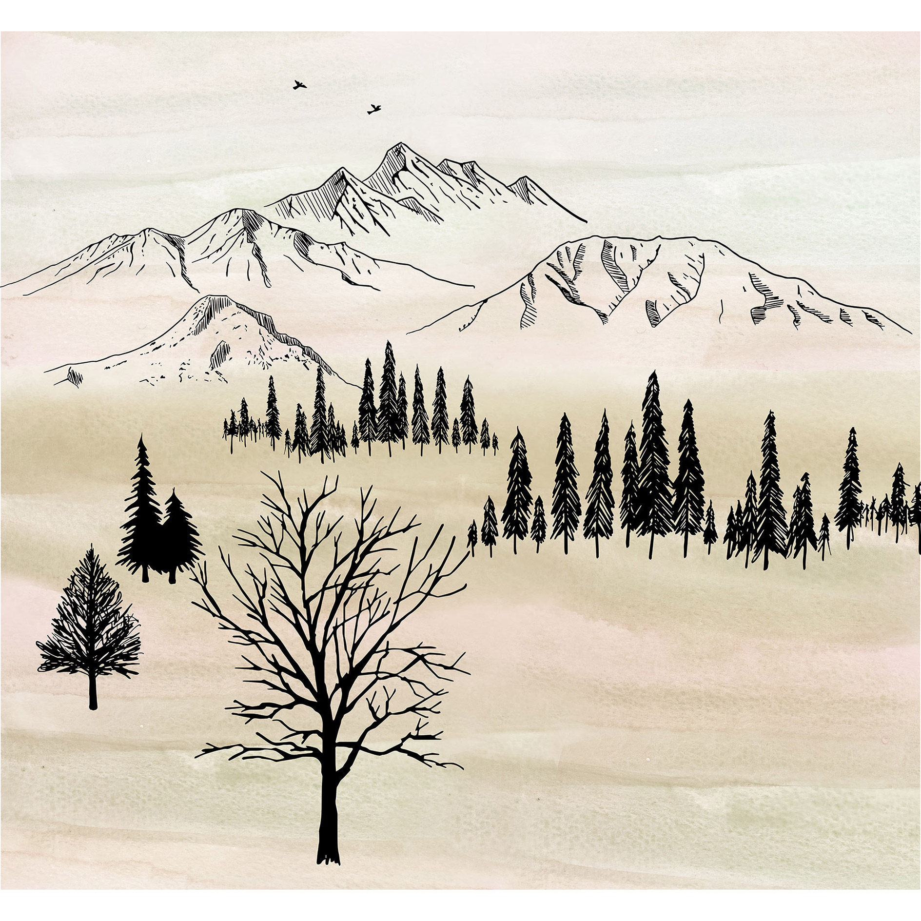 Vlies-Fototapete BACKCOUNTRY - bunt - 300x280 cm