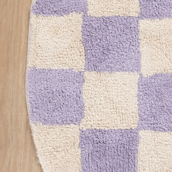 Rond retro vloerkleed - Gambit Lila/Wit