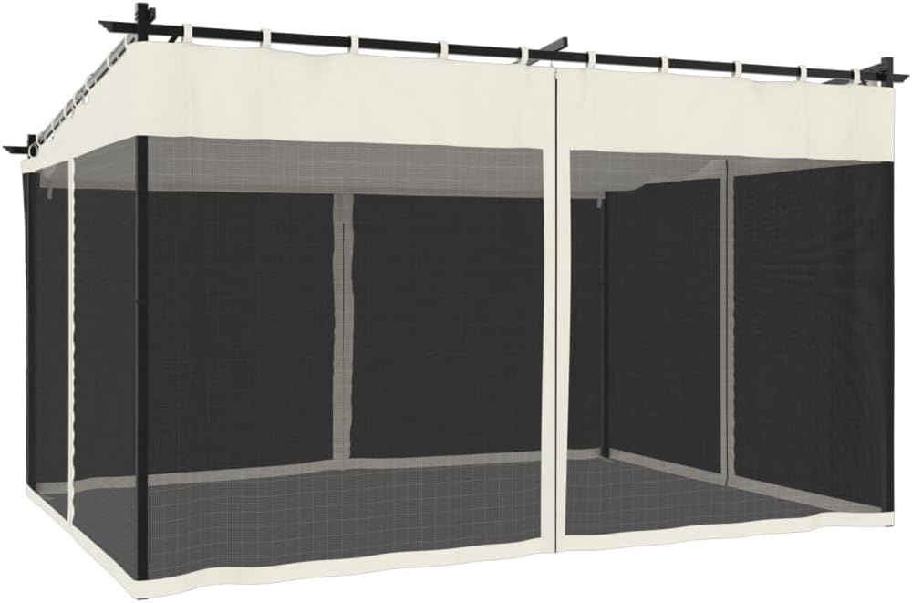 Pavillon mit Netzwänden Creme 4x3 m Stahl
