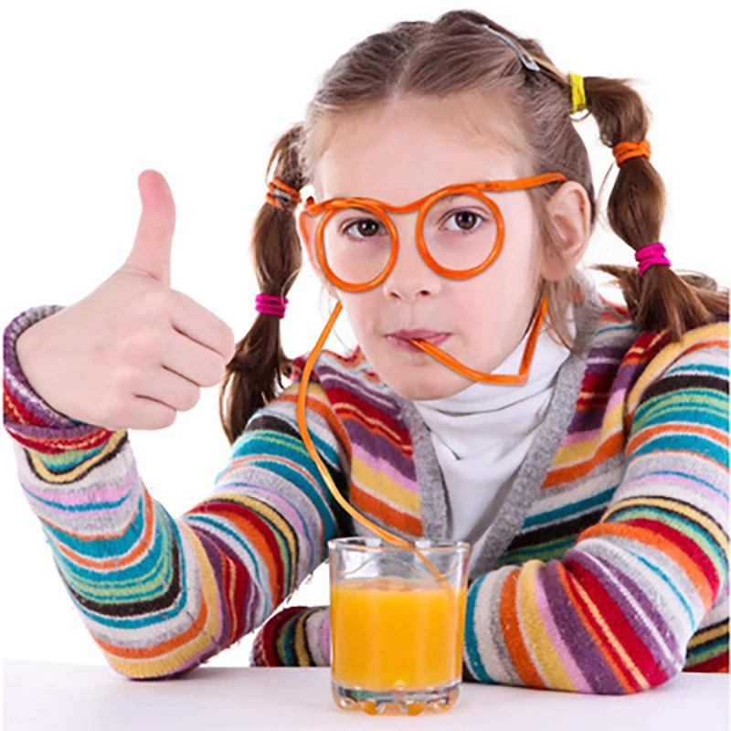 (2er Set) Lustige Strohhalm Brille Party Trinkhalm Accessoire - Transparent