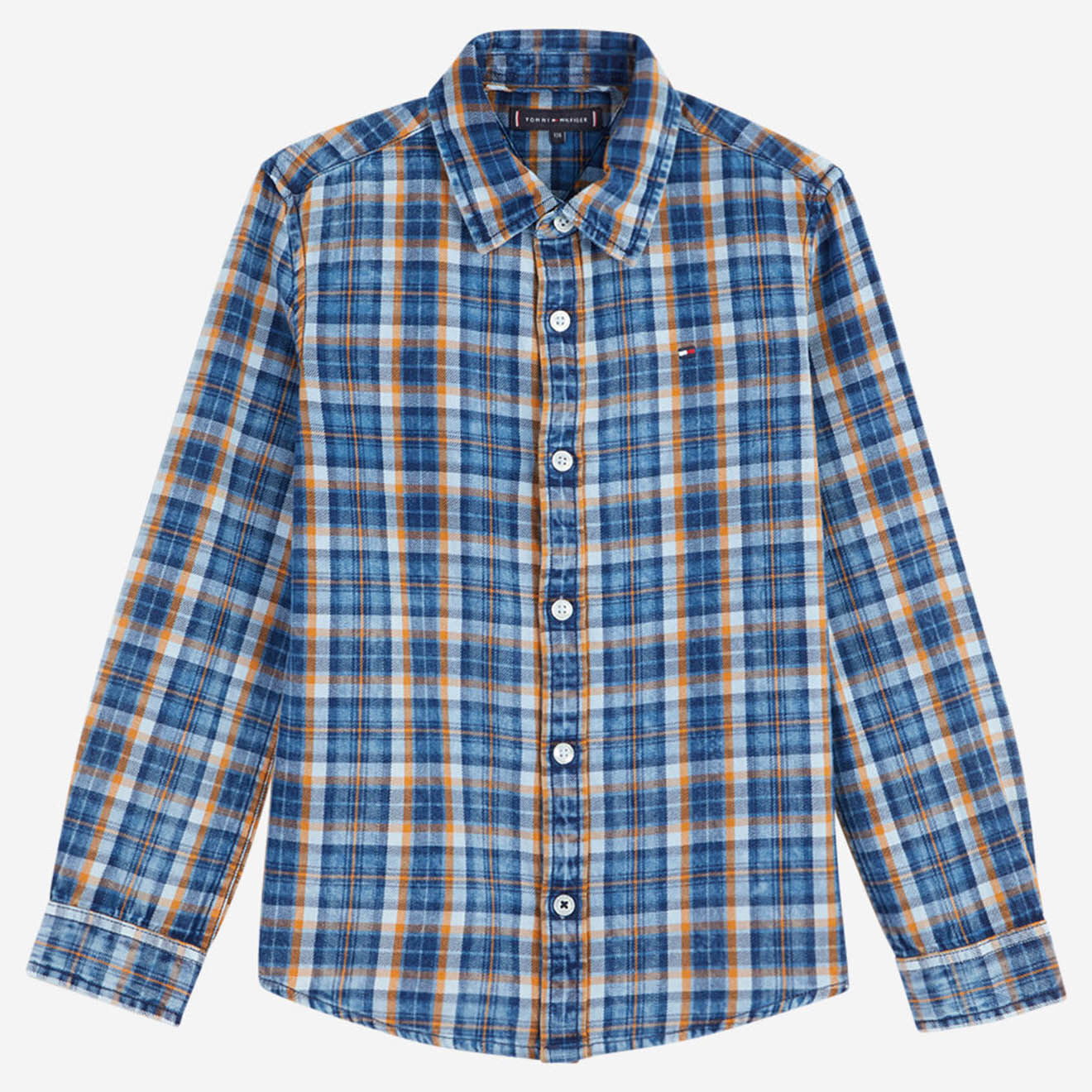 Tommy Hilfiger Chemise en Coton à carreaux bleu/orange
