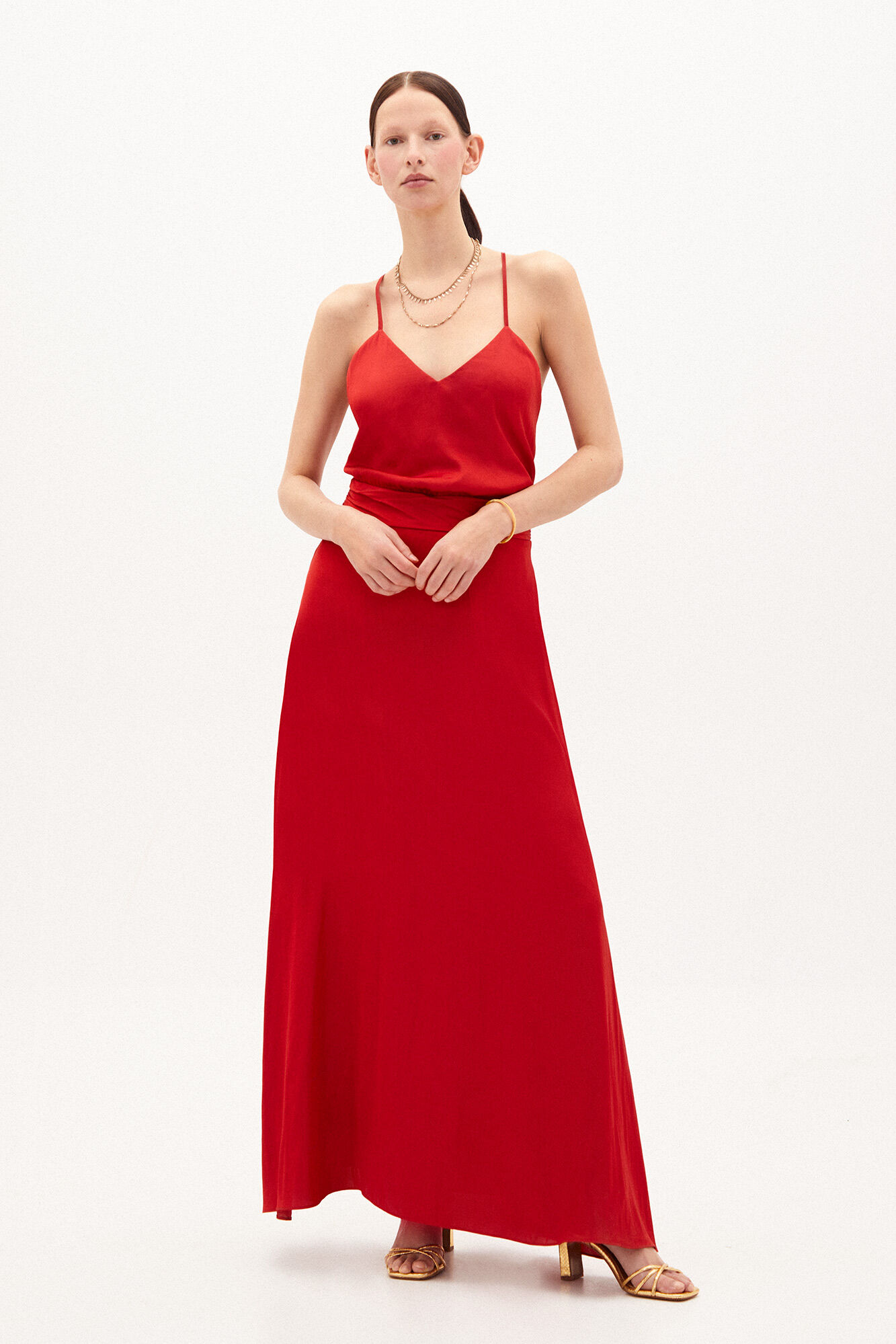 Vestido longo sem costas Anya - Vermelho