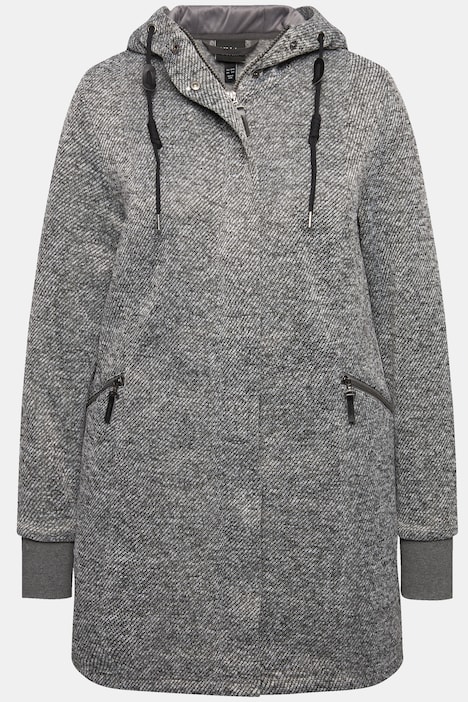 Strickfleece-Jacke, Kapuze, 2-Wege-Zipper, Zipptaschen
