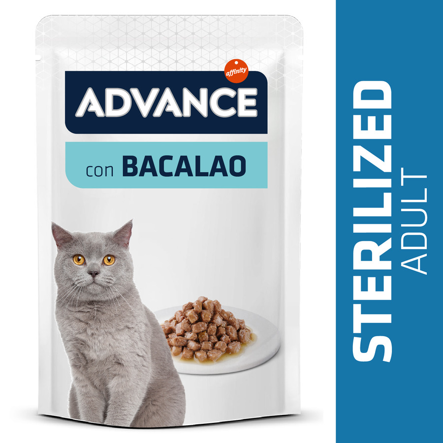 Sachês de 85g de Bacalhau Adulto Esterilizado Advance para Gatos