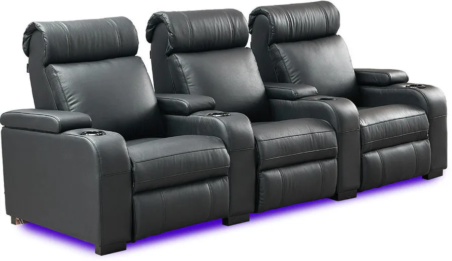 Lumene Hollywood Luxury III Noir (3 places, cuir synthétique) Fauteuils cinéma