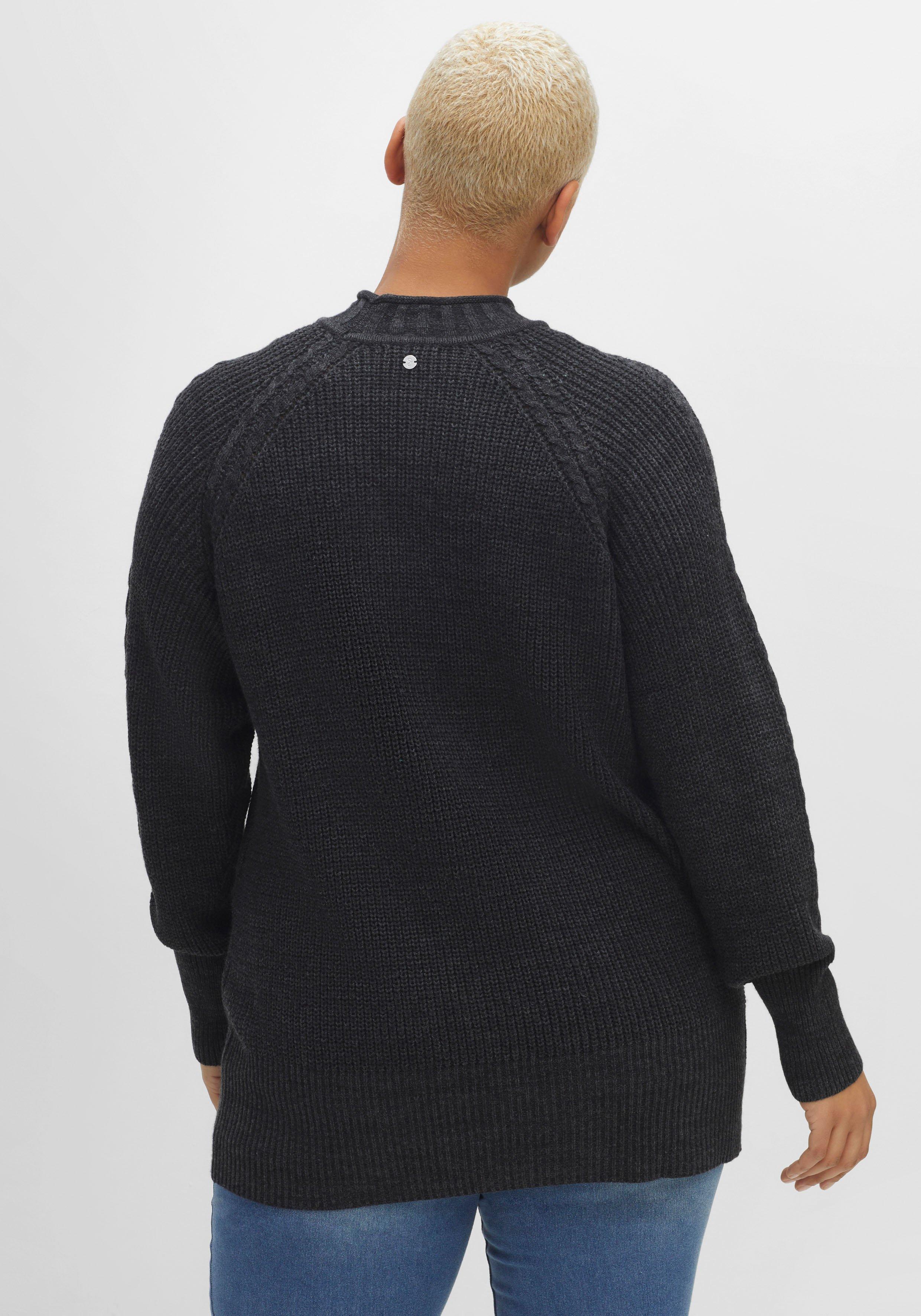 Strickpullover mit Zopfmuster am Raglanärmel
