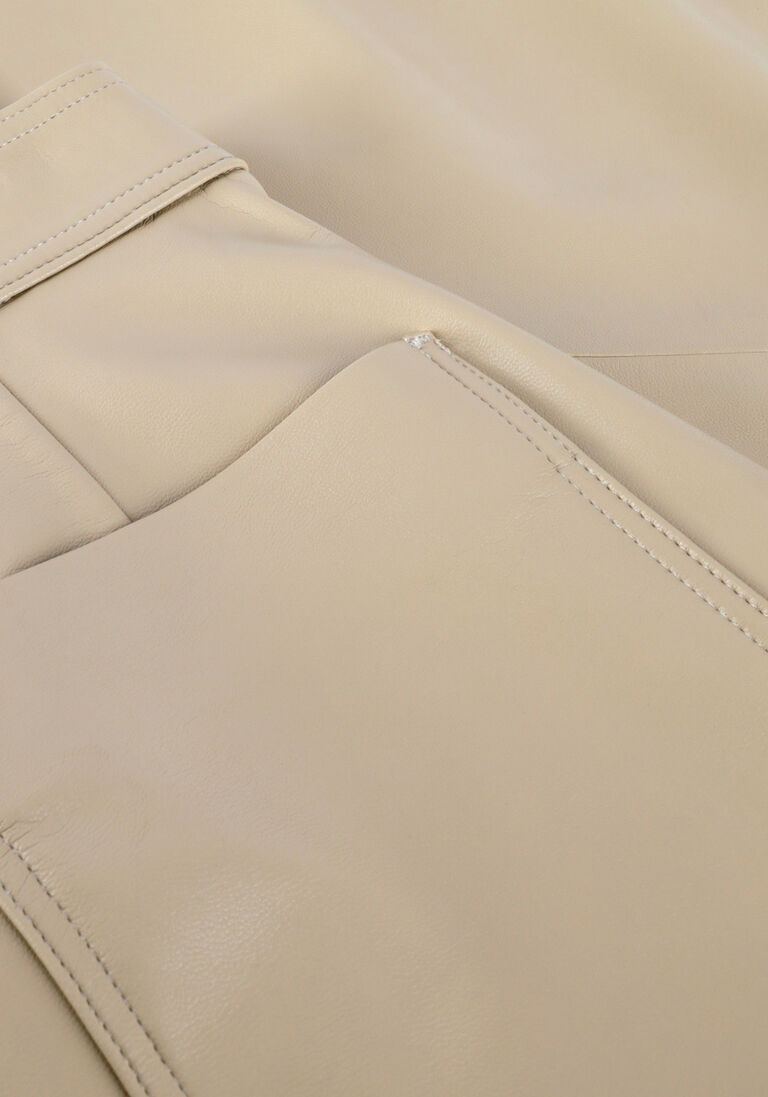 VANILIA beige vanilia pantalon faux leather side zip