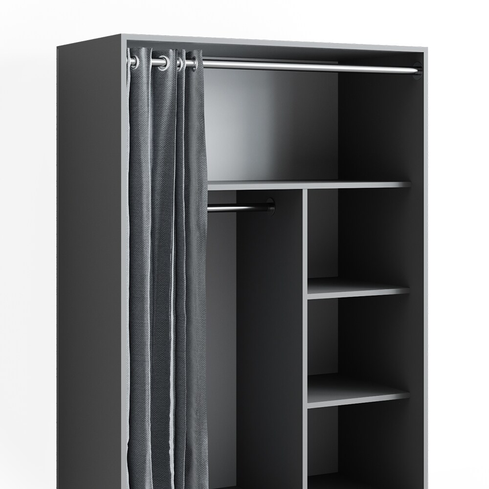 Vicco mobiler Kinderkleiderschrank Dielenschrank Garderobe Doros Grau modern 100 x 147 cm offen rollbar
